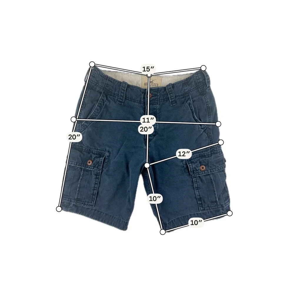 Hollister Cargo Shorts Mens 30 Navy Blue Utility Regular Fit 100% Cotton
